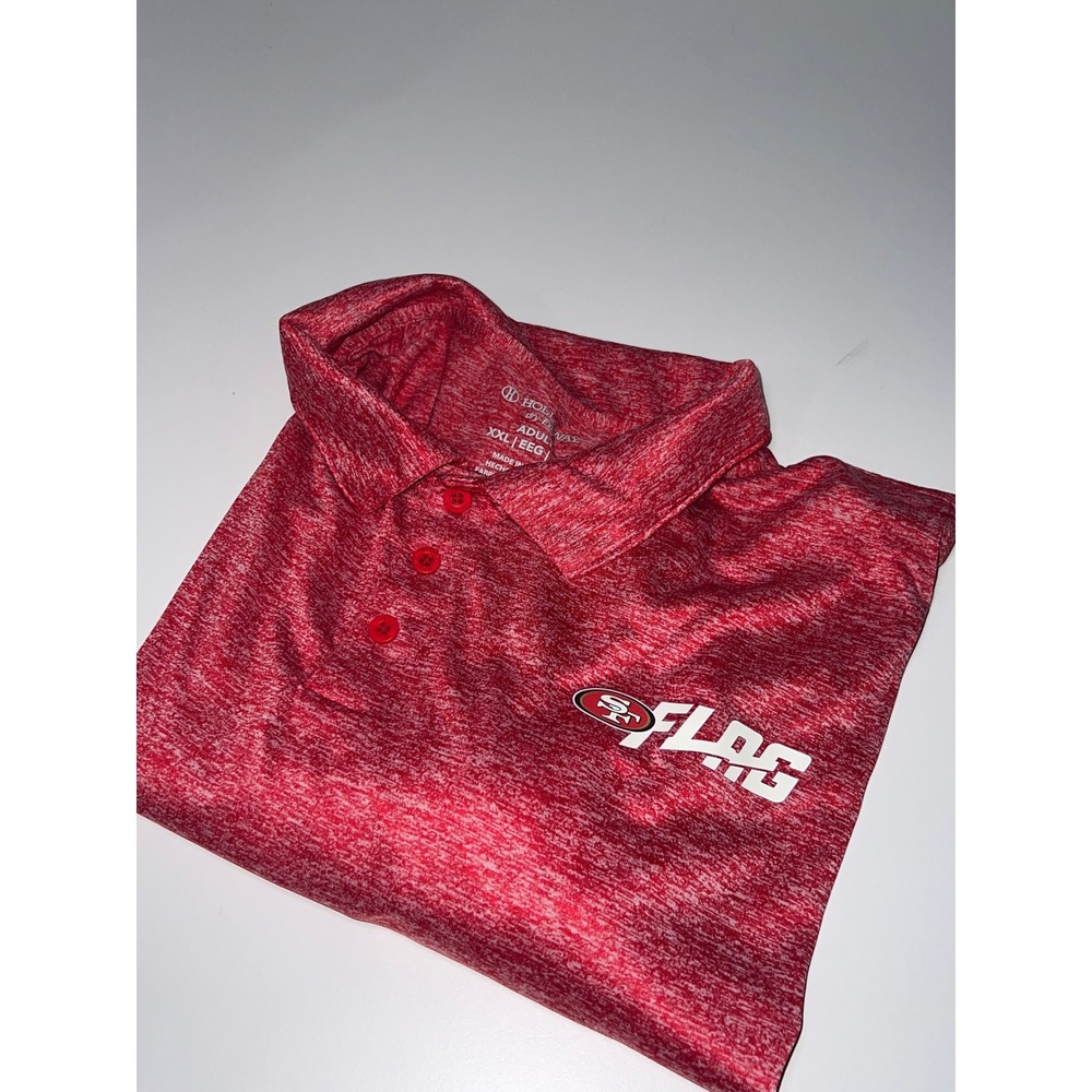 Holloway San Francisco 49ers Flag Football Polo Shirt Red Heather XXL Mens
